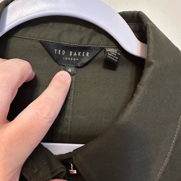Ted Baker Ailiia Tie Waist Utility Shirt Olive Green Size 4 Army Preppy Belted - Picture 3 of 6